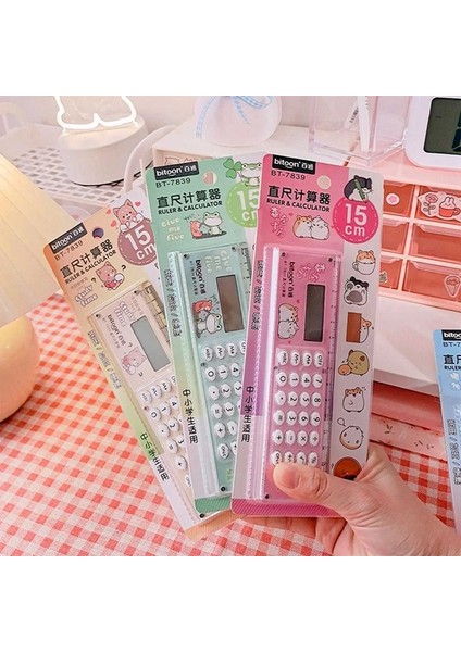 OSS24412CZ1 Stili Kawaii Karikatür Çok Fonksiyonlu Cetvel Hesap Makinesi Seti Matematiksel Hesaplama Matematik Ölçme Cetveller Öğrenciler Ofis Kırtasiye (Yurt Dışından)