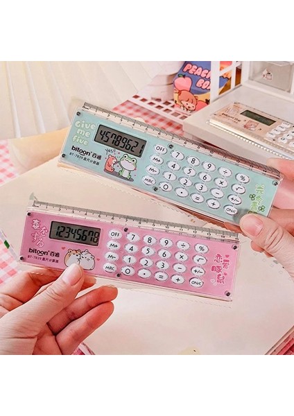 OSS24412CZ1 Stili Kawaii Karikatür Çok Fonksiyonlu Cetvel Hesap Makinesi Seti Matematiksel Hesaplama Matematik Ölçme Cetveller Öğrenciler Ofis Kırtasiye (Yurt Dışından)