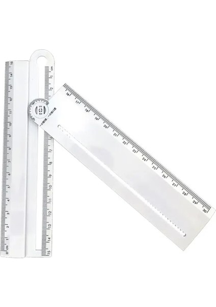 Net Stil 30 cm Şeffaf Dikdörtgen Cetvel Iletki Ölçme Aracı Çizim Inşaat W3JD (Yurt Dışından)