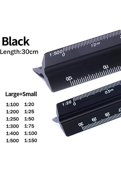 Siyah-2pc Tarzı cm Metal Üçgen Ölçekli Cetvel Mimari Ölçekli Cetvel Mimarlar Öğrencileri Ressam Mühendisler Için Üçgen Alet (Yurt Dışından)
