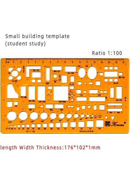 K110 Tarzı Dairesel Oval Cetvel Dayanıklı K Reçine Çizim Tasarım Mobilya Mimar Şablonu Taslak Çizimi Cetvel Şablon Ölçüm Cetveli (Yurt Dışından)