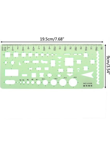 NO.4308 Stili 18 Stilleri Cetveller Yeşil Plastik Daireler Geometrik Şablon Cetvel Stencil Ölçme Aracı Kırtasiye Öğrenciler Çizim Eğrisi Cetvel (Yurt Dışından)