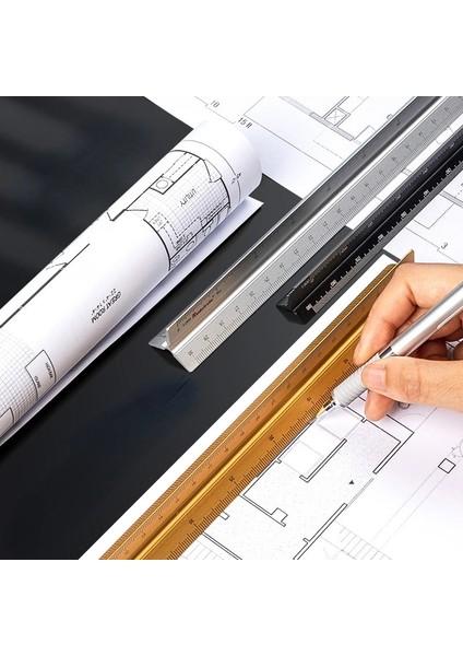15CM-SIYAH Tarzı Üçgen Alüminyum Alaşımlı Ölçekli Bina Iç Tasarım Çizim Katı Cetvel Aracı Ölçeği Doğru Dayanıklı Aşınmaya Dayanıklı 30CM (Yurt Dışından) modelleri