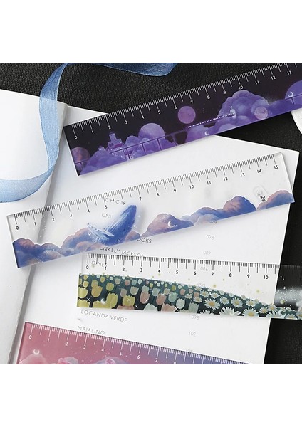 No.4 Stili Ute 15 cm Yıldızlı Gökyüzü Düz Cetvel Çok Fonksiyonlu Rüya Akrilik Cetvel Ölçü Aletleri Dıy Scrapbooking Okul Ofis Malzemeleri (Yurt Dışından)