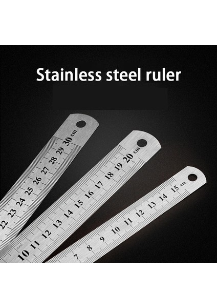 N20 Tarzı cm Paslanmaz Çelik Metal Düz Cetvel Aracı Çift Taraflı Ölçme Aleti (Yurt Dışından)