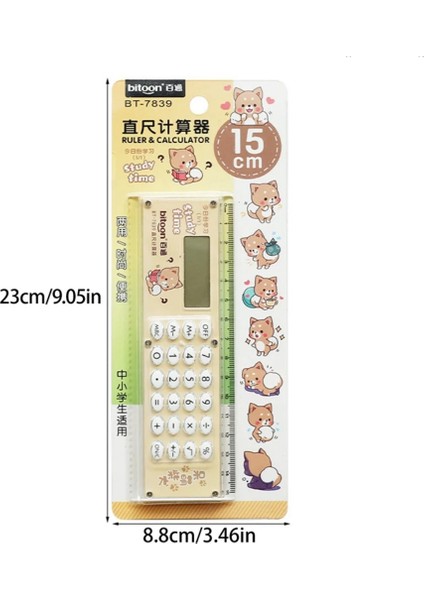 Sarı Stil Kawaii Karikatür Çok Fonksiyonlu Cetvel Hesap Makinesi Seti Matematiksel Hesaplama Matematik Ölçme Cetvelleri Öğrenciler Ofis Pil ile (Yurt Dışından)