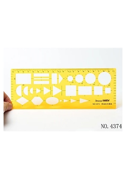 NO.4374 Tarzı 24 Farklı Cetveller Sarı Pu Daireler Geometrik Şablon Cetvel Mimari Tasarım Cetvel Stencil Öğrenciler Için Ölçme Aracı (Yurt Dışından)