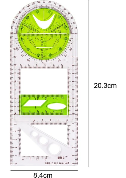 Ey Stil Çok Işlevli Dönebilen Geometrik Cetvel Çizim Şablonu Sanat Tasarım Geometri Daire Çizim Ölçme Ölçeği Cetvel (Yurt Dışından)