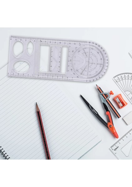 Ey Stil Çok Işlevli Dönebilen Geometrik Cetvel Çizim Şablonu Sanat Tasarım Geometri Daire Çizim Ölçme Ölçeği Cetvel (Yurt Dışından) fırsatları