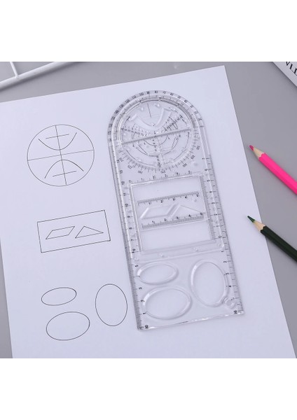 Ey Stil Çok Işlevli Dönebilen Geometrik Cetvel Çizim Şablonu Sanat Tasarım Geometri Daire Çizim Ölçme Ölçeği Cetvel (Yurt Dışından) indirimleri