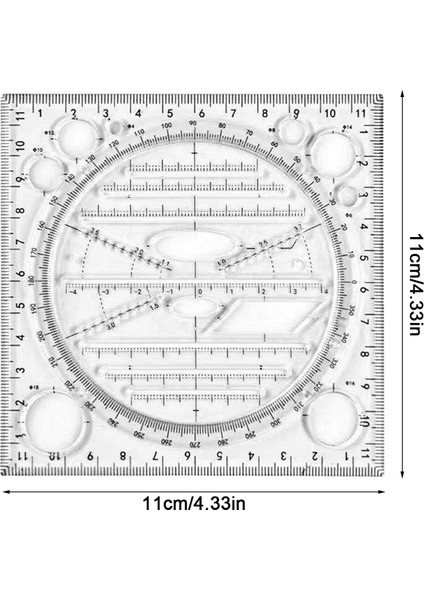 Siyah Stil Çok Fonksiyonlu Çizim Cetvel Geometrik Şablon Cetvel Ölçme Araçları Okul Ofis Öğretim Malzemeleri Boyama Yuvarlak Cetvel (Yurt Dışından)