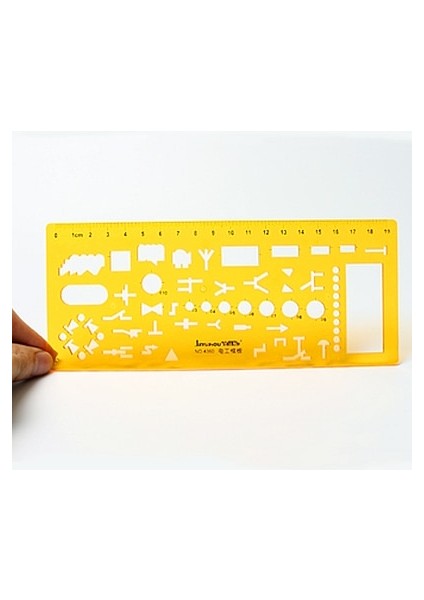 NO.4360 Stili 24 Farklı Cetveller Sarı Pu Daireler Geometrik Şablon Cetvel Mimari Tasarım Cetvel Stencil Öğrenciler Için Ölçme Aracı (Yurt Dışından)