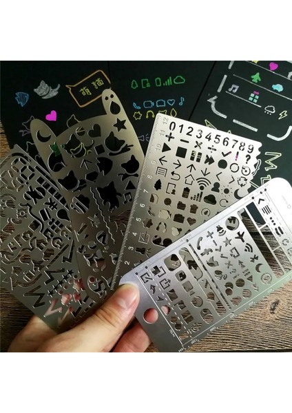 B Tarzı Metal Içi Boş Çizim Şablonu Cetvel Paslanmaz Çelik Diy Aracı Çok Fonksiyonlu Cetvel Kırtasiye Ofis Okul Malzemeleri (Yurt Dışından) fırsatları