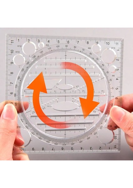 STIL02 Stili Çok Işlevli Dönebilen Çizim Şablonu Sanat Tasarım Inşaat Mimarı Stereo Geometri Daire Çizim Ölçme Ölçeği Cetvel (Yurt Dışından) fiyatları