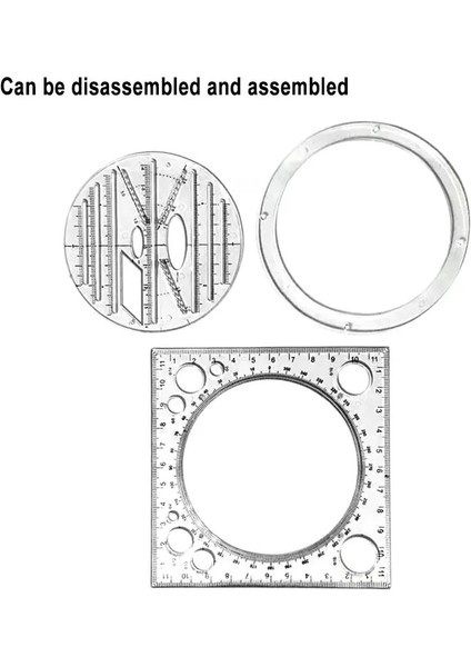 STIL02 Stili Çok Işlevli Dönebilen Çizim Şablonu Sanat Tasarım Inşaat Mimarı Stereo Geometri Daire Çizim Ölçme Ölçeği Cetvel (Yurt Dışından) fırsatları