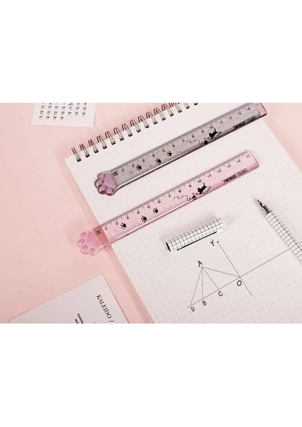 Pembe Tarzı Öğrenci Ödülü Sevimli Kedi Pençe Plastik Düz Cetveller Kawaii Kitty Cetveller Komik Çizim Hediye Kore Ofis Okul Ölçüm Çizimi (Yurt Dışından) indirimleri