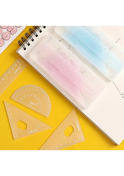 Mor Tarzı Geometri Seti Plastik Iletki 2 Üçgen Cetvel 15CM Öğrenciler Için Cetvel (Yurt Dışından) indirimleri
