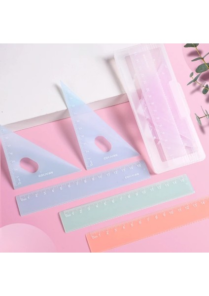 A3 Stili 4 Adet Şeffaf Jöle Renkli Cetvel Seti Öğrenciler Matematik Geometri Cetvel Seti Üçgen Düz Cetveller Iletki Boyama Cetvel (Yurt Dışından) indirimleri