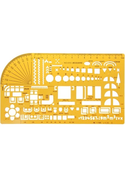 No.95 Stili 1 Takım Dayanıklı K Reçine Askeri Çizim Şablonu Ressamlığı Cetvel Stencil Ölçme Aracı Yüksek (Yurt Dışından)