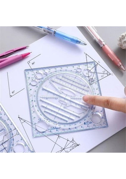 B Tarzı Çok Işlevli Çizim Cetveli Matematik Geometrik Ölçme Taslak Çizimi Öğretim Cetveller El Yazısı Ölçekli Kaleydoskop Tasarımı (Yurt Dışından) fiyatları