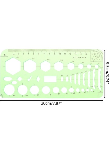 NO.4332 Tarzı K Rercles Geometrik Şablon Cetvel Şablon Çizim Ölçme Aracı Öğrenciler (Yurt Dışından)