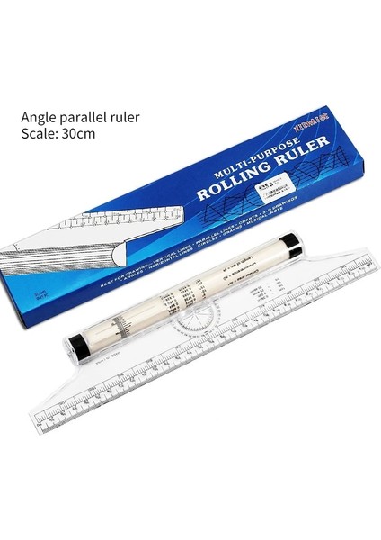 30CM Tarzı 30 cm Çok Fonksiyonlu Paralel Cetvel Çizim Tasarım Rulo Çeviri Açısı Cetvel Okul Ofis Pratik Ölçüm Aracı (Yurt Dışından)