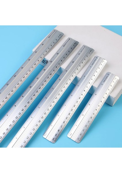 Gümüş Tarzı Cetvel Metal Cetvel Seti Düz Ölçüm Ağaç Işleme Seti Öğrenciler Alüminyum Çizim Okul Mühendisleri Ofis El Sanatları Alüminyum (Yurt Dışından) indirimleri