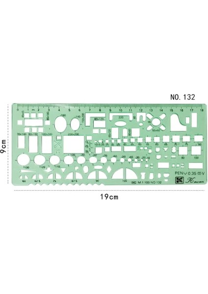 NO.132 Tarzı Plastik Daire Çizim Şablonu Şablon Ölçüm Şablonu Cetvel Ofis Okul Taslak Çizimi Için Şeffaf Plastik Fransız Eğrileri (Yurt Dışından)