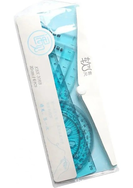 Mavi Stil Et Yumuşak Bükülmüş Serbestçe Ölçüm Cetveli Seti Temizle Ölçekli Delikli Çizim Matematik Geometri 4 Parçalı Cetvel Seti Okul Malzemeleri (Yurt Dışından)