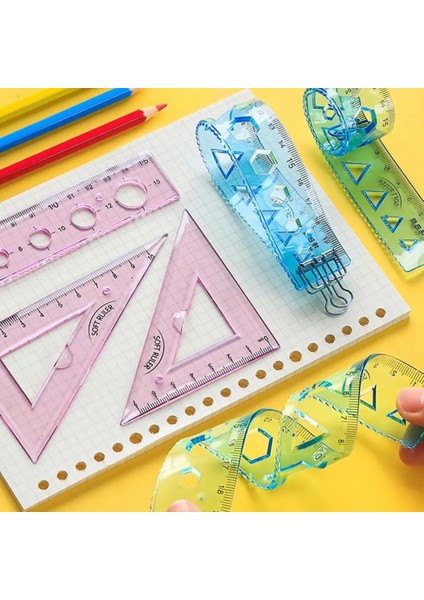 Mavi Stil Et Yumuşak Bükülmüş Serbestçe Ölçüm Cetveli Seti Temizle Ölçekli Delikli Çizim Matematik Geometri 4 Parçalı Cetvel Seti Okul Malzemeleri (Yurt Dışından) modelleri
