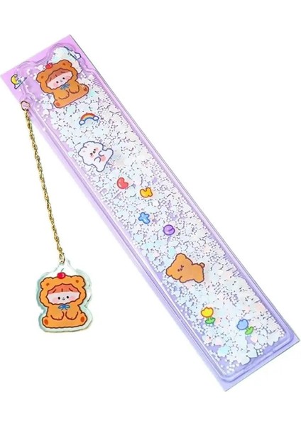 No.8 Tarzı Kawaii Quicksand Bookmark Cetvel Çok Fonksiyonlu Sevimli Ayı Ofis Öğrencileri Kırtasiye Bölme Cetvel Kitap Işaretleyiciler Kolye Cetveller (Yurt Dışından)