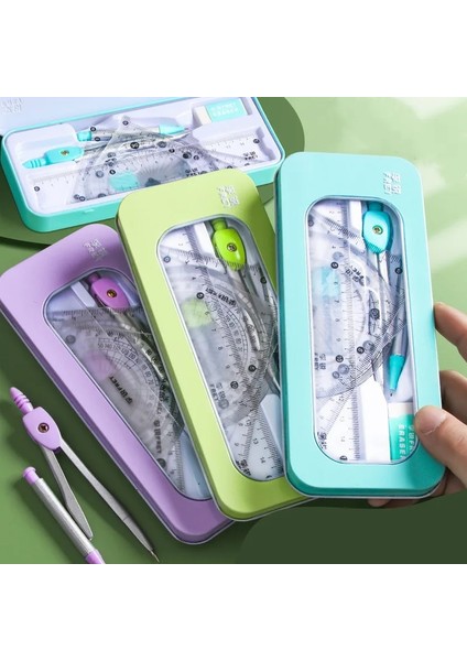 A6 Stili Demir Kutu Içinde 7 Parçalı Pusula Cetvel Seti Çocuk Cetvel Üçgen Kauçuk Teneke Kalem Kutusu Öğrenci Kırtasiye Seti Okul Malzemeleri (Yurt Dışından) fiyatları