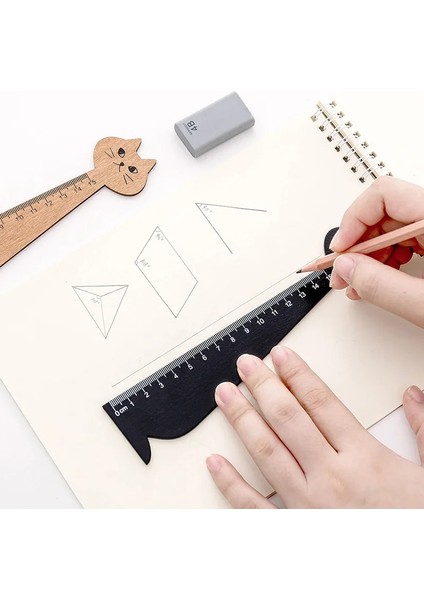 Siyah Stil Kedi Cetvel Kawaii Aksesuarları Sevimli Cetvel Yenilik Kırtasiye Patchwork Cetvel Karikatür Sevimli Çizim Kuralları Seti Okul Malzemeleri (Yurt Dışından) indirimleri