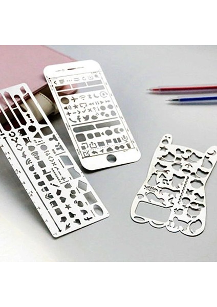 Bordo Tarzı Çelik Cetvel Çok Fonksiyonlu Paslanmaz Çelik Çizim Geometri Öğrencileri Doodle Tasarım Cetvel Sevimli Kırtasiye Okul Malzemeleri (Yurt Dışından)