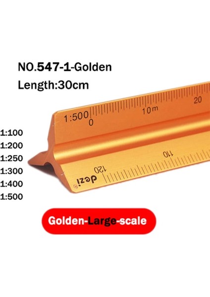 ALTIN-1-500-BÜYÜK Stil cm Metal Üçgen Ölçekli Cetvel Mimari Ölçekli Cetvel Mimarlar Öğrencileri Ressam Mühendisler Için Üçgen Alet (Yurt Dışından)