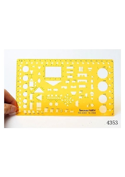 NO.4353 Stili 24 Farklı Cetveller Sarı Pu Daireler Geometrik Şablon Cetvel Mimari Tasarım Cetvel Stencil Öğrenciler Için Ölçme Aracı (Yurt Dışından)