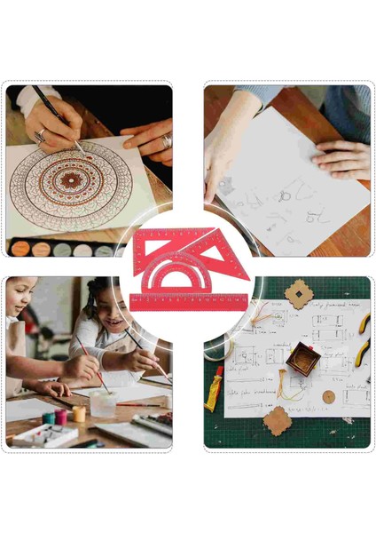 Siyah Stil 4 Paket Geometri Seti Metal Üçgen Cetvel Iletki Sağ Açı Alet Seti Matematik Iletki Çocuklar Için Okul ve Ofis Malzemeleri (Yurt Dışından) modelleri