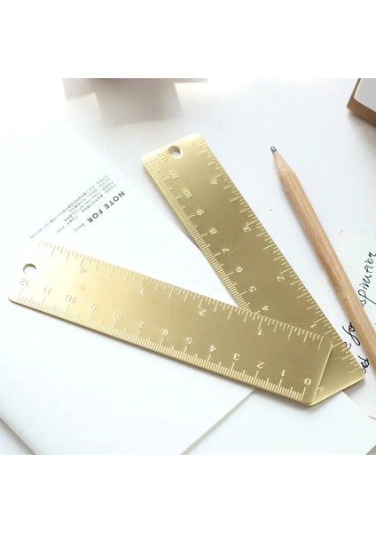 18CM Tarzı Retro Pirinç Düz Kenar Üçgen Cetvel Yarım Daire Cep Küçük Imi El Sanatları Hediye (Yurt Dışından) fiyatları