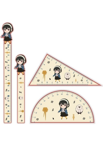 OSS24450CZ5 Stili Et Spy × Aile Cetveller Düz Anime Anya Forger Cetvel Kawaii Kırtasiye Ofis Okul Çocuk Malzemeleri Sabit Takım Elbise (Yurt Dışından)