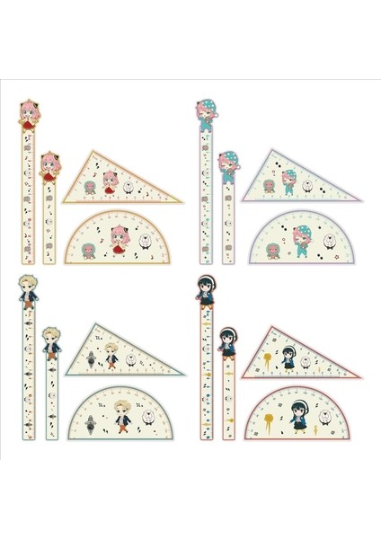 OSS24450CZ5 Stili Et Spy × Aile Cetveller Düz Anime Anya Forger Cetvel Kawaii Kırtasiye Ofis Okul Çocuk Malzemeleri Sabit Takım Elbise (Yurt Dışından)