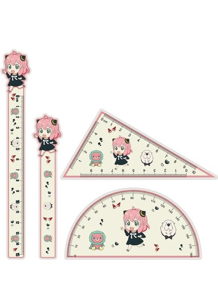 OSS24450CZ5 Stili Et Spy × Aile Cetveller Düz Anime Anya Forger Cetvel Kawaii Kırtasiye Ofis Okul Çocuk Malzemeleri Sabit Takım Elbise (Yurt Dışından)