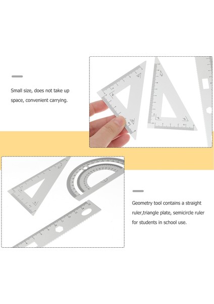 Gümüş Tarzı 4 Adet Geometri Cetvel Seti Çelik Kural Seti Üçgen Cetvel Mimari Malzemeleri Ölçme Aracı Cetvel Seti Iletki (Yurt Dışından) fırsatları