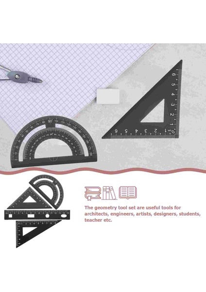 Gümüş Tarzı 4 Paket Geometri Seti Metal Üçgen Cetvel Iletki Gümüş Takım Elbise Seti Matematik Iletki Çocuklar Için Okul ve Ofis Malzemeleri (Yurt Dışından) fırsatları