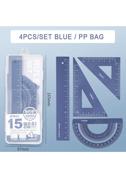 Mavi Stil Et Alüminyum Cetvel Seti Metalplasticsoft Geometri Matematik Çizim Pusula Kırtasiye Cetveller Okul Için Matematik (Yurt Dışından)