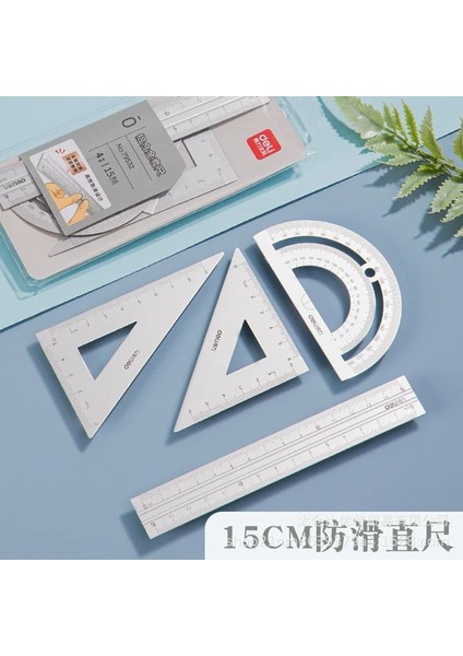 C2 Tarzı Öğrenci Geometrik Tasarım Araçları Metal Iletki Köşe Yuvarlama Yumruk Percision Ölçüm Araçları Çizim Alüminyum Cetvel Seti (Yurt Dışından)