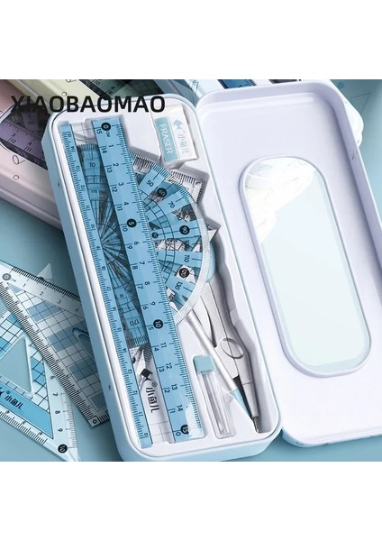 Mavi Stil Et Pusula Cetvel Setleri Çizim Araçları Boyama Takım Elbise Matematiksel Çocuk Dayanıklı Hediye Pratik Pusula Öğrenci Kırtasiye (Yurt Dışından)