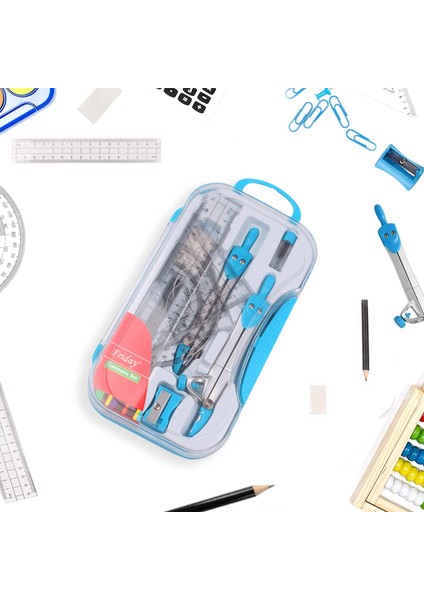 Beyaz Stil Geometri Matematik Araç Seti Pusulalar Iletki Kalem Silgisi Kalemtıraş Kare Üçgen Cetvel Kurşun Yedekler Saklama Kutusu (Yurt Dışından) fiyatları
