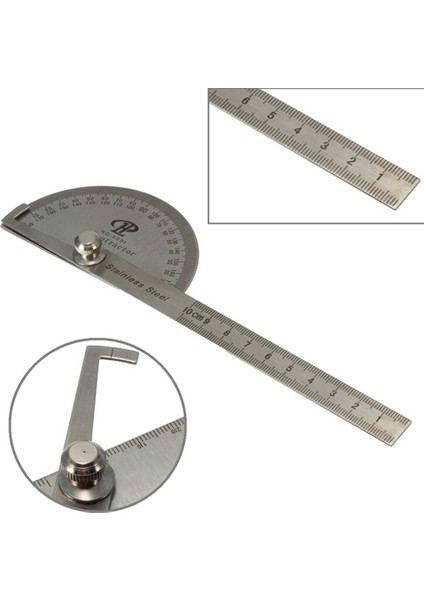 Paslanmaz Iletki Yuvarlak Kafa Açı Bulucu Zanaatkar Kural Cetvel Mat Aracı Profesyonel Derece Iletki 10 cm (Yurt Dışından)