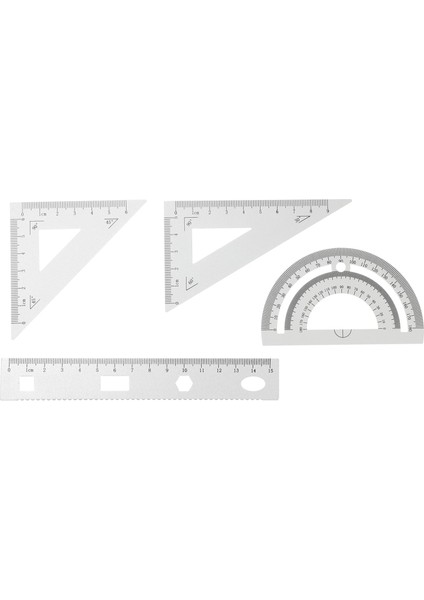 Gümüş Tarzı 4 Adet Metal Cetvel Seti Geometri Araç Seti Alüminyum Üçgen Cetvel Iletki Ölçekli Cetvel Kırtasiye Seti Öğrenciler Için (Yurt Dışından)