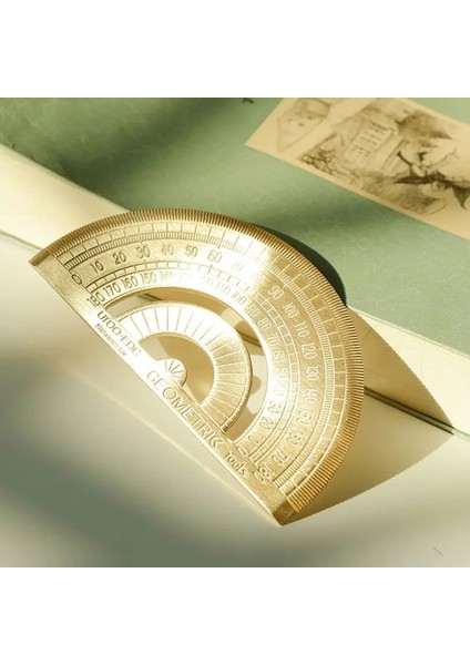 Pirinç Altın Retro Yarım Daire Iletki Matematik Iletki Derece Açı Ölçümü Çizim Kırtasiye Matematik Geometri Hediye (Yurt Dışından) modelleri
